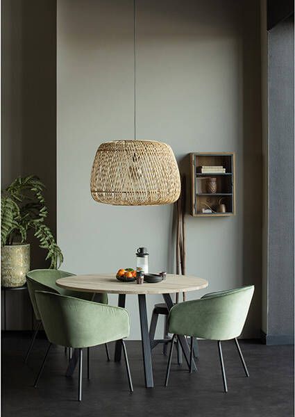 WOOOD Eetkamerstoel Sien fluweel warm groen set van 2