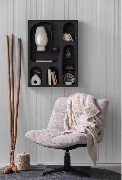 WOOOD Exclusive Draaifauteuil 'Vinny' Bouclé, kleur Zand