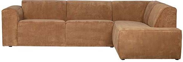 WOOOD Hoekbank Luna honing geel ribstof rechtsvoorstaand