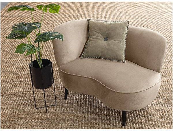 Woood Sara Loungefauteuil Links Velvet Khaki 71x112x81