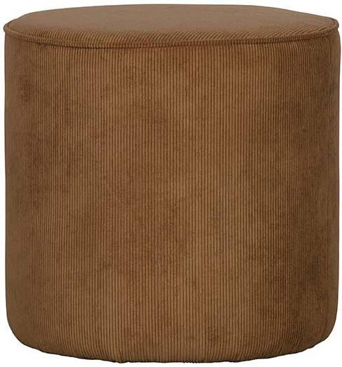 WOOOD Poef Sara hoog ribstof honing geel 46xØ46