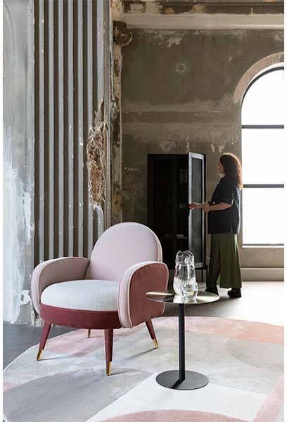Zuiver Fauteuil Sam roze/wit/goud