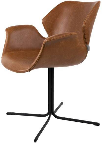 Zuiver Armstoel Nikki bruin pu leder