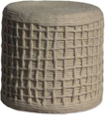 Republiek condoom In By-Boo Poef 'Wool braided' 40 x 40 x 45cm, kleur beige - Meubelmooi.nl