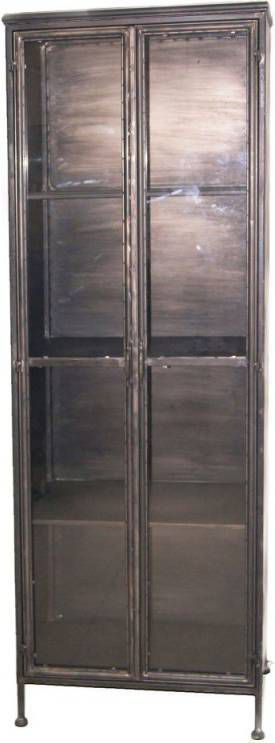 Dank je buitenste geweten PTMD Steel Cabinet High Glass Doors Simple Metal - Meubelmooi.nl